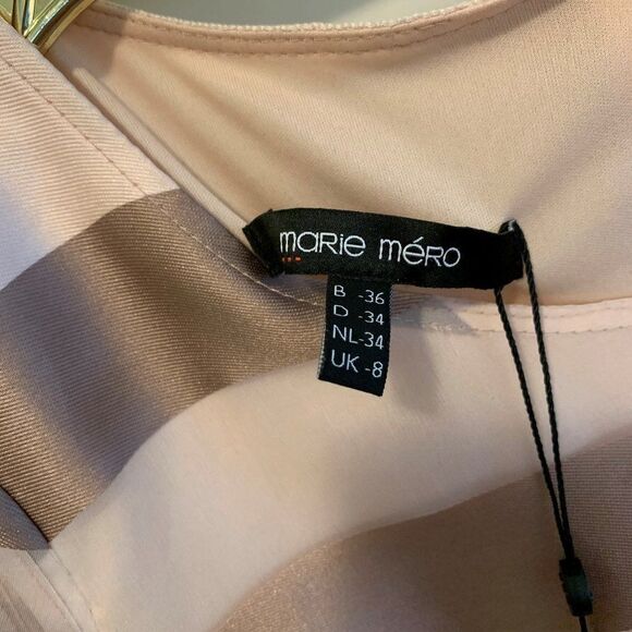 NWT Marie Mero silk blend dress, sheer overlay, fully lined, Sz 4, beige… - Picture 3 of 14